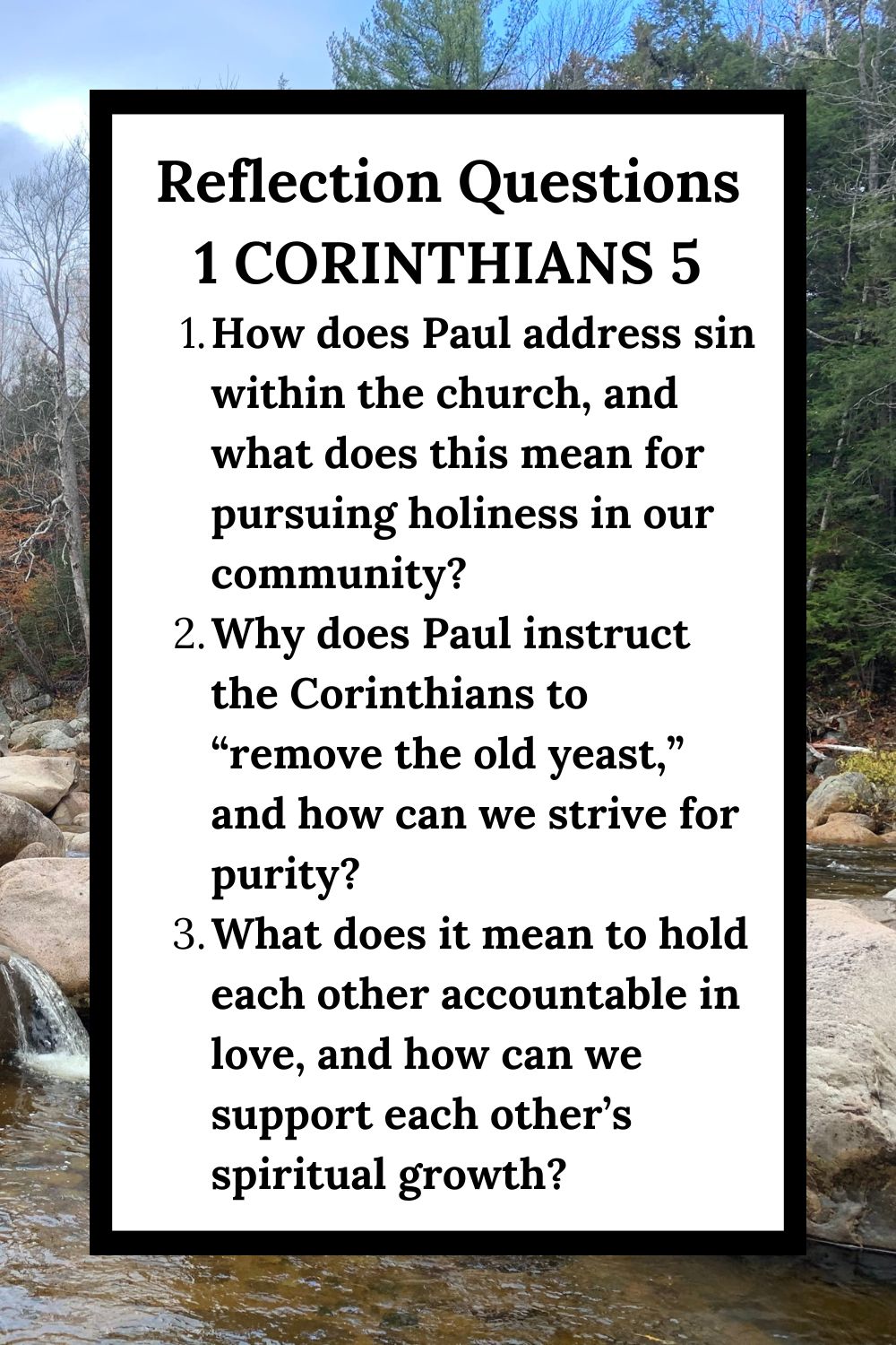 Reflection Questions for 1 Corinthians 5