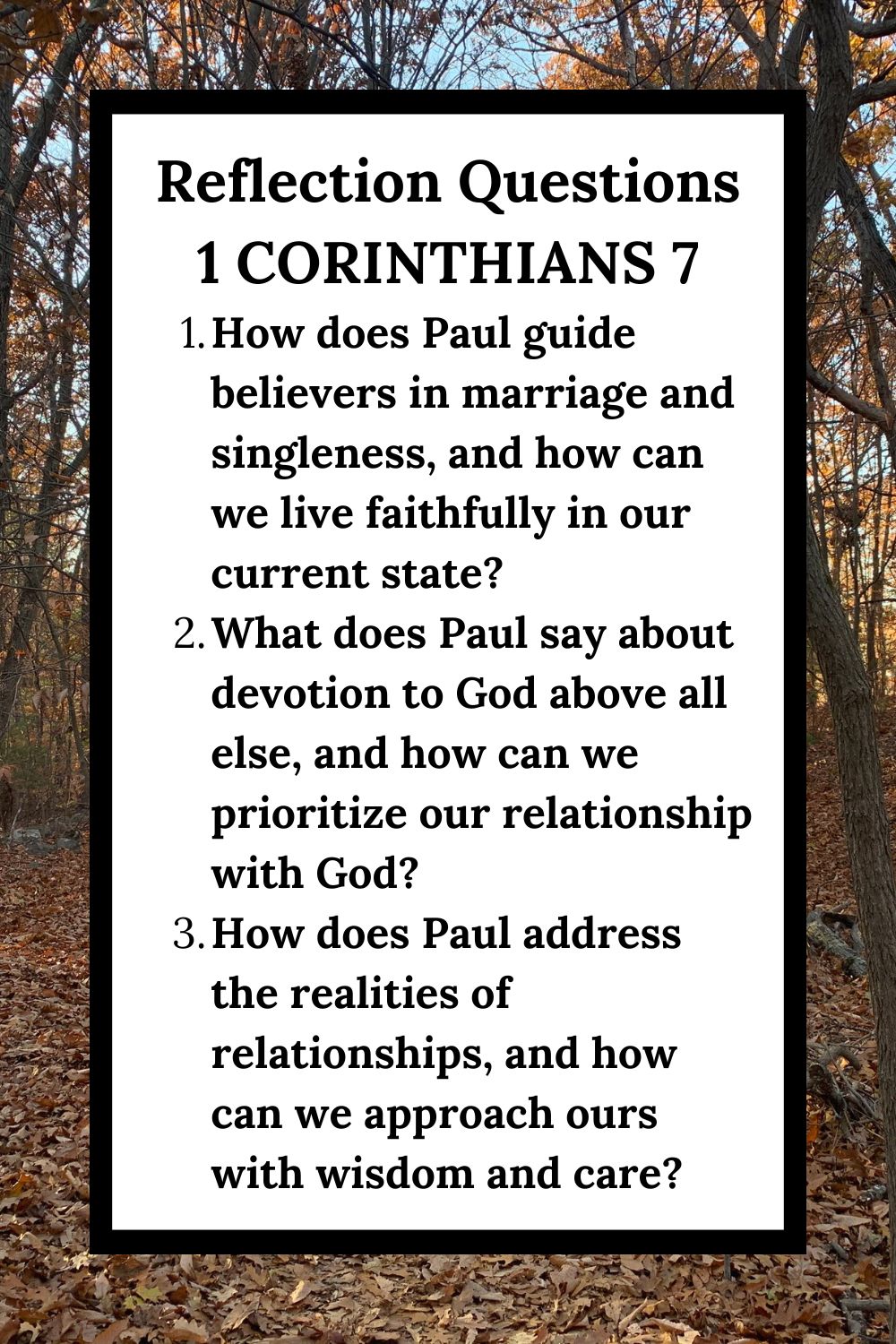 Reflection Questions for 1 Corinthians 7