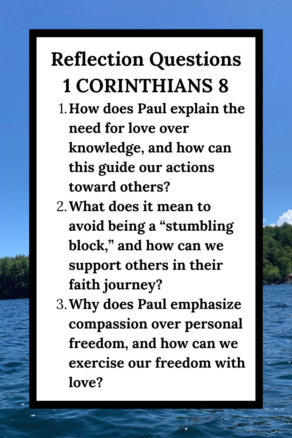 Reflection Questions for 1 Corinthians 8