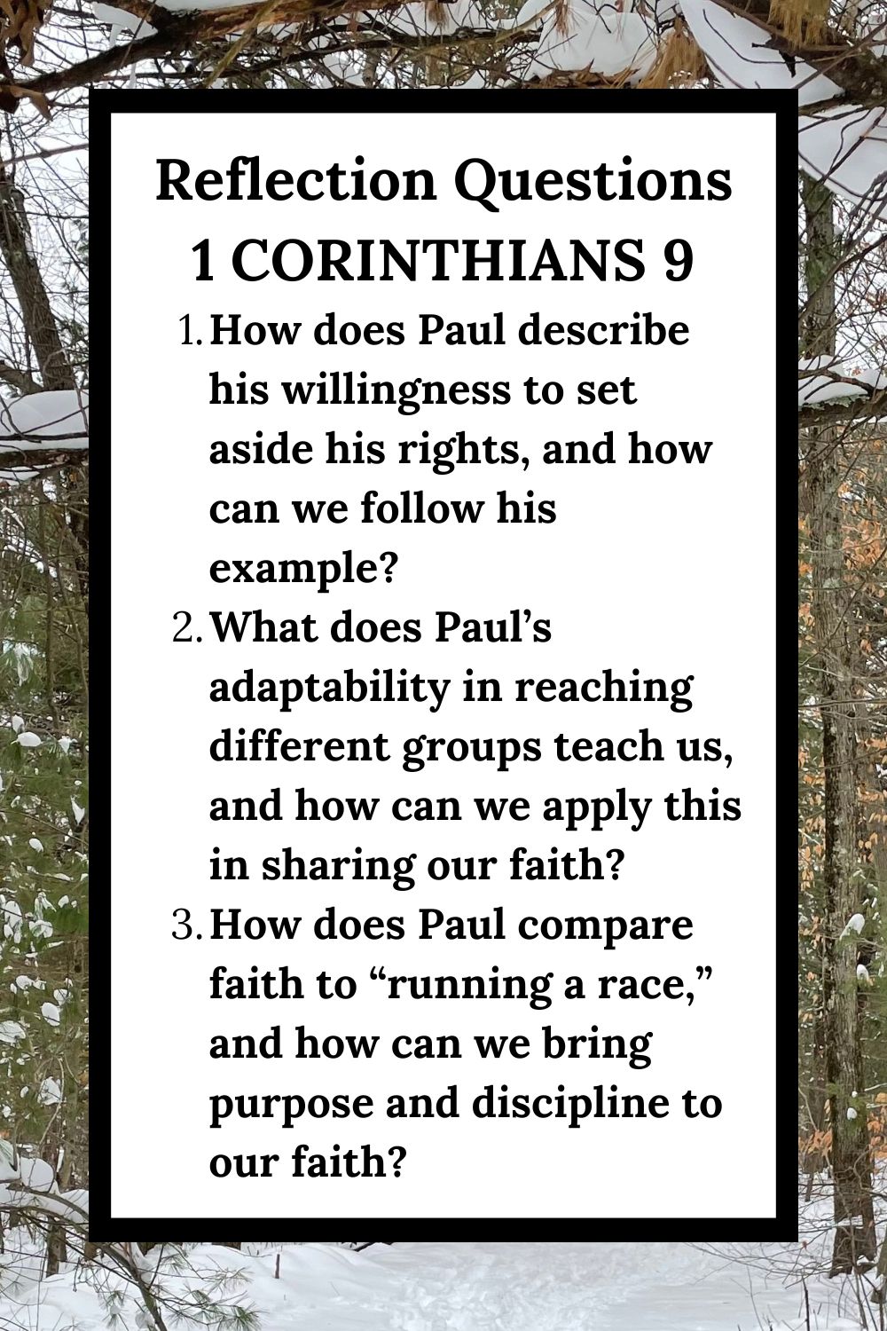 Reflection Questions for 1 Corinthians 9