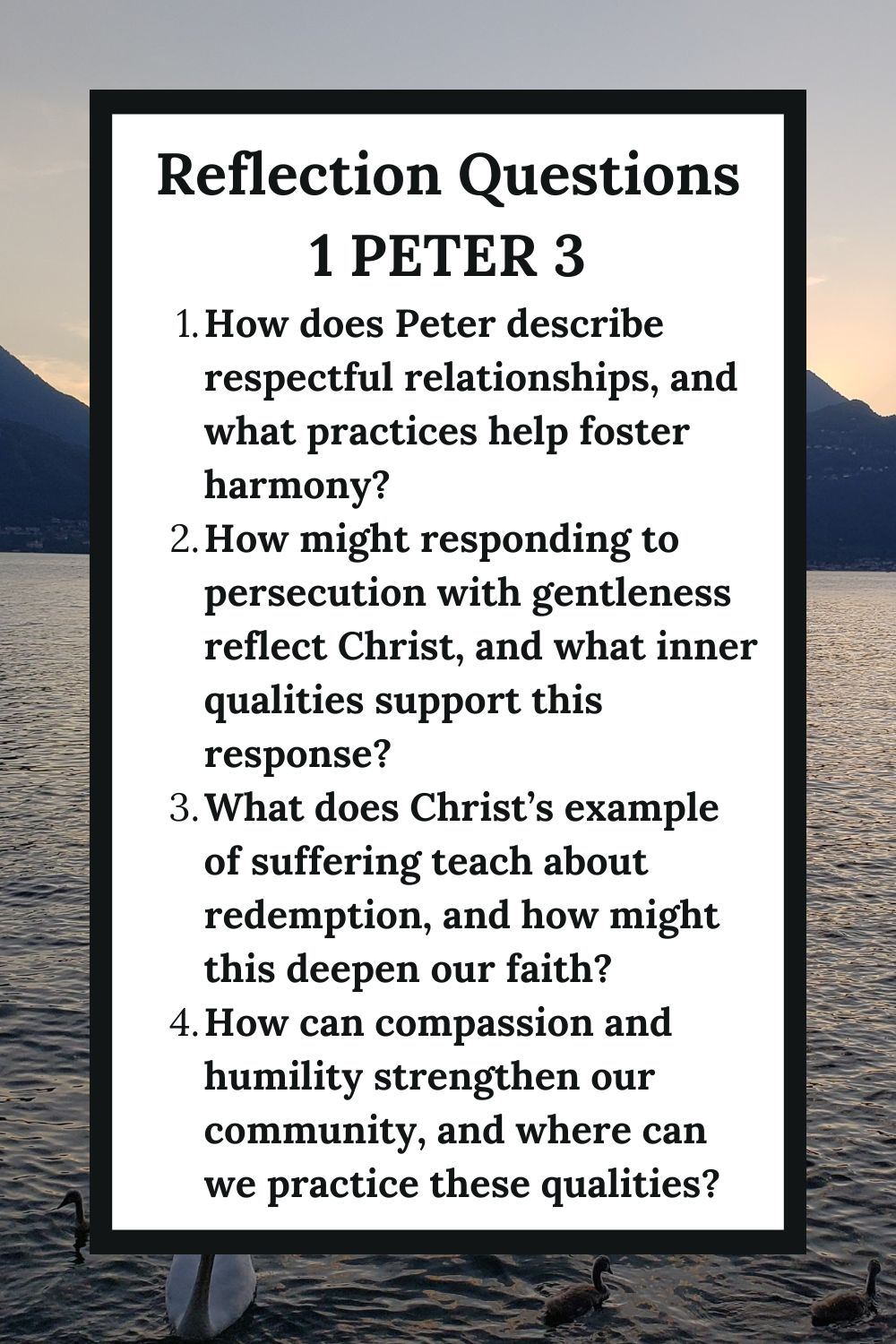 Reflection Questions for 1 Peter 3