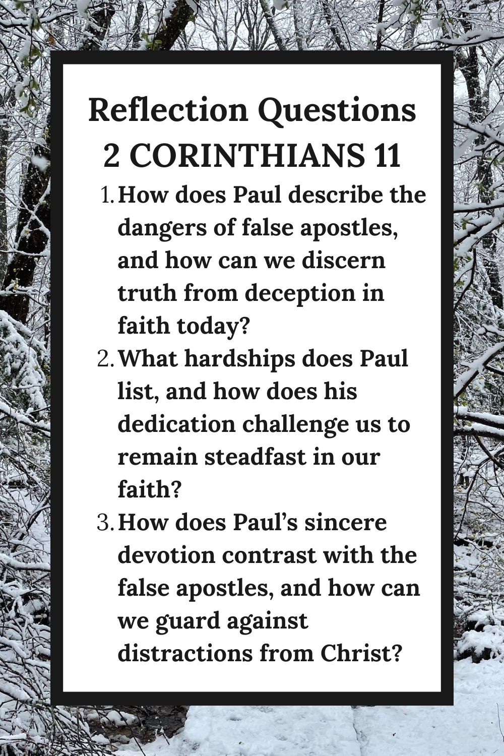 Reflection Questions for 2 Corinthians 11
