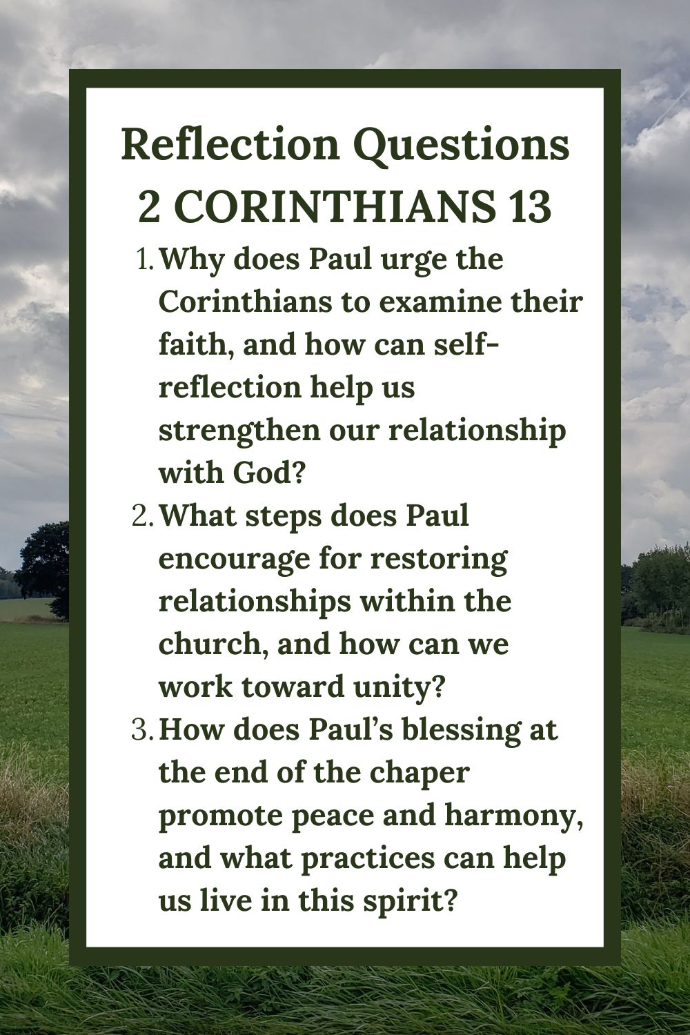 Reflection Questions for 2 Corinthians 13