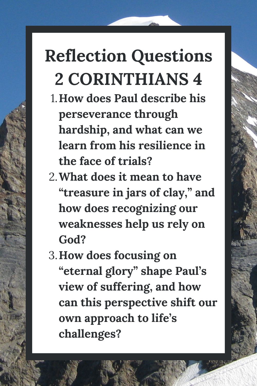Reflection Questions for 2 Corinthians 4