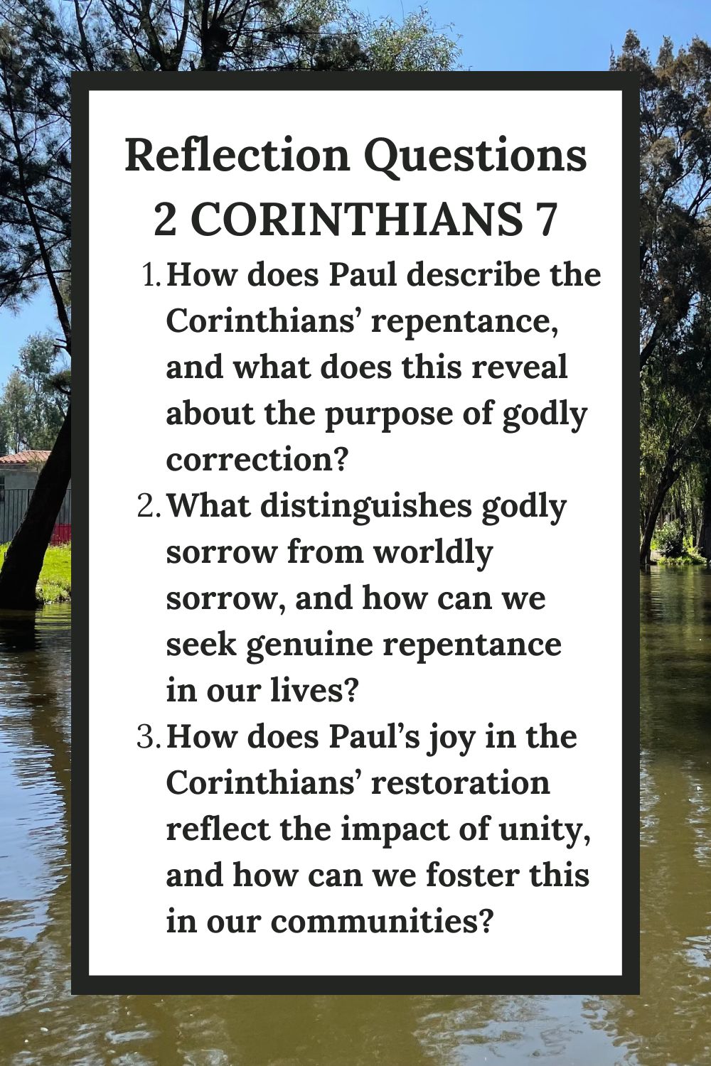 Reflection Questions for 2 Corinthians 7