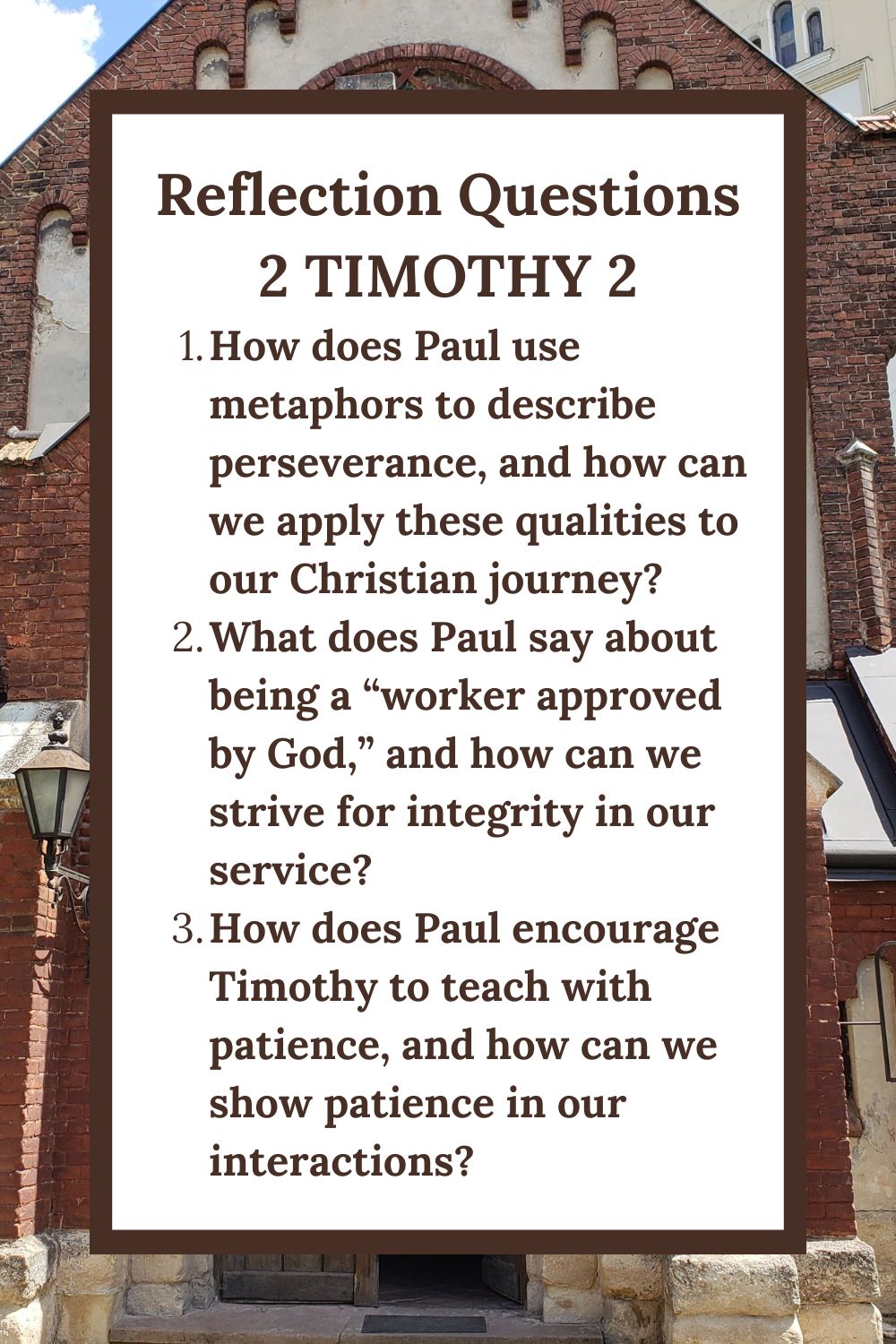 Reflection Questions for 2 Timothy 2