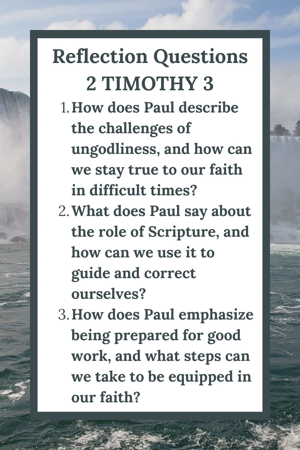 Reflection Questions for 2 Timothy 3