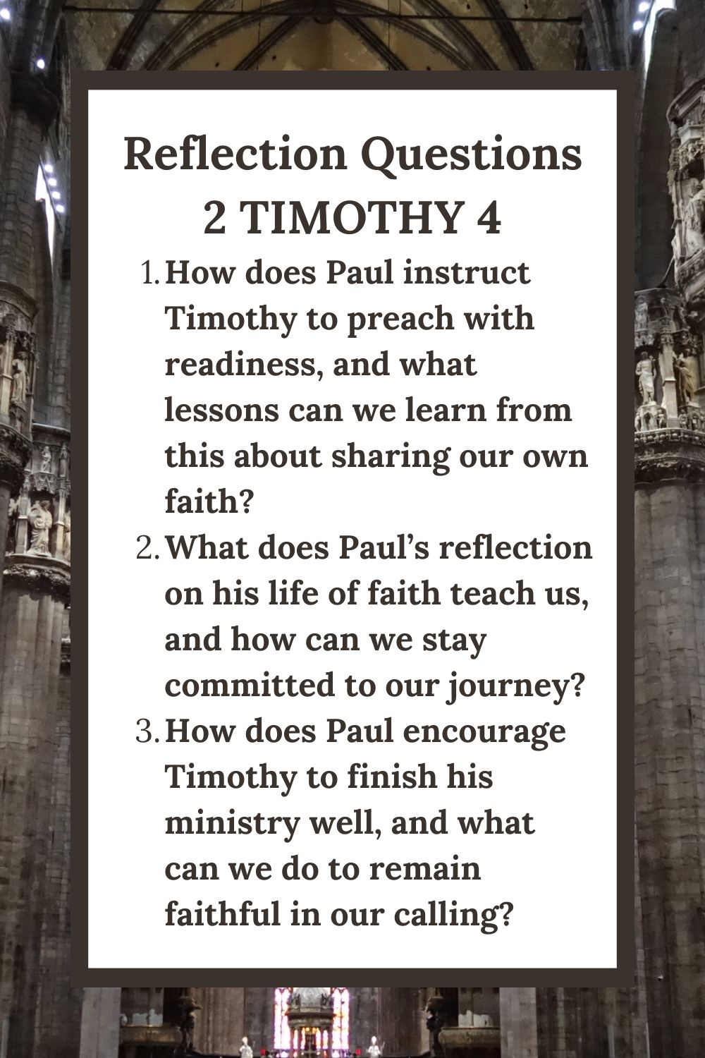 Reflection Questions for 2 Timothy 4