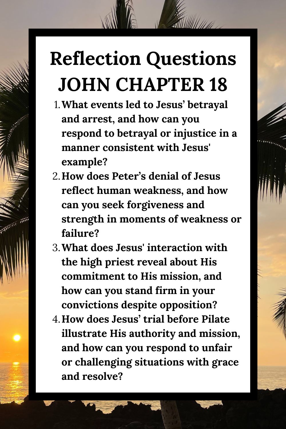Reflection Questions for John Chapter 18