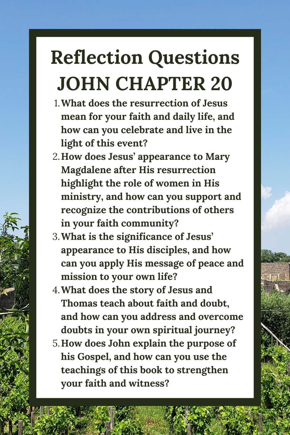Reflection Questions for John Chapter 20