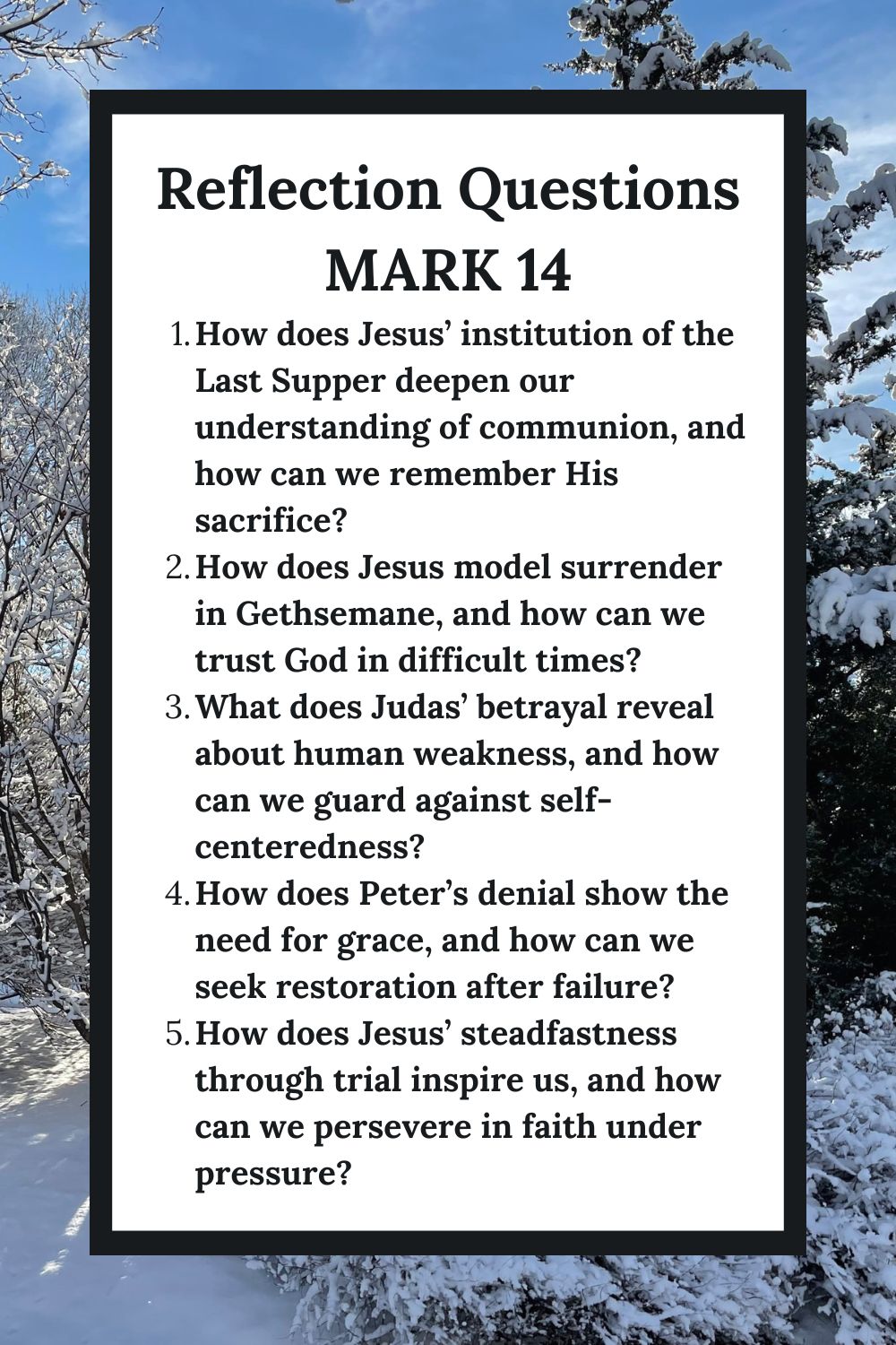 Reflection Questions for Mark 14