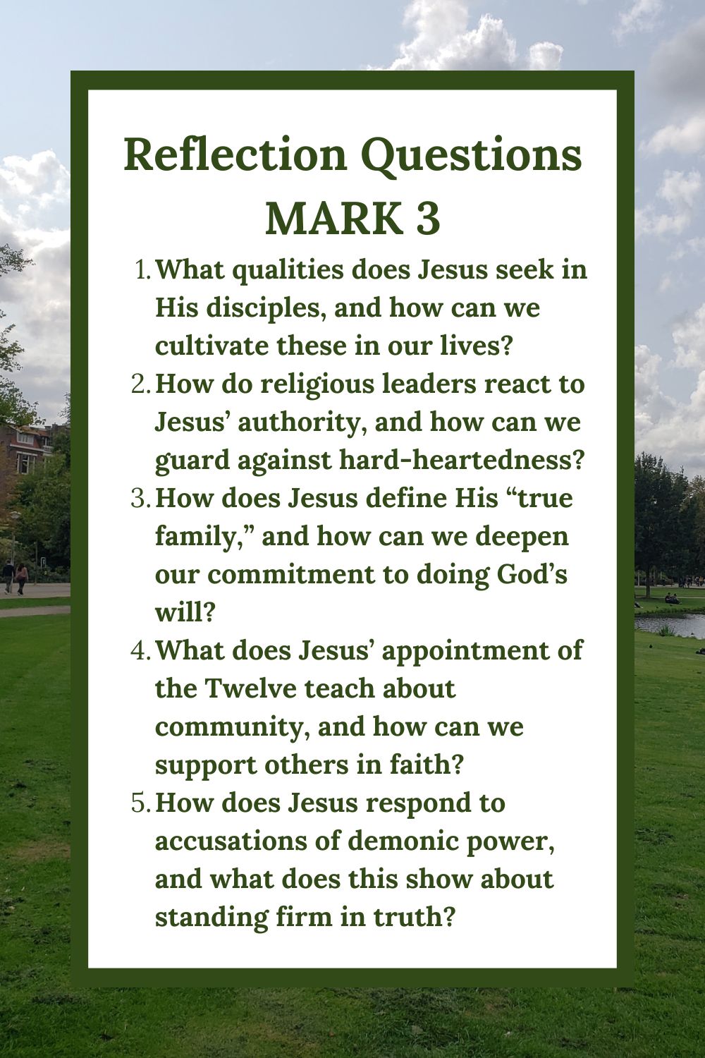 Reflection Questions for Mark 3