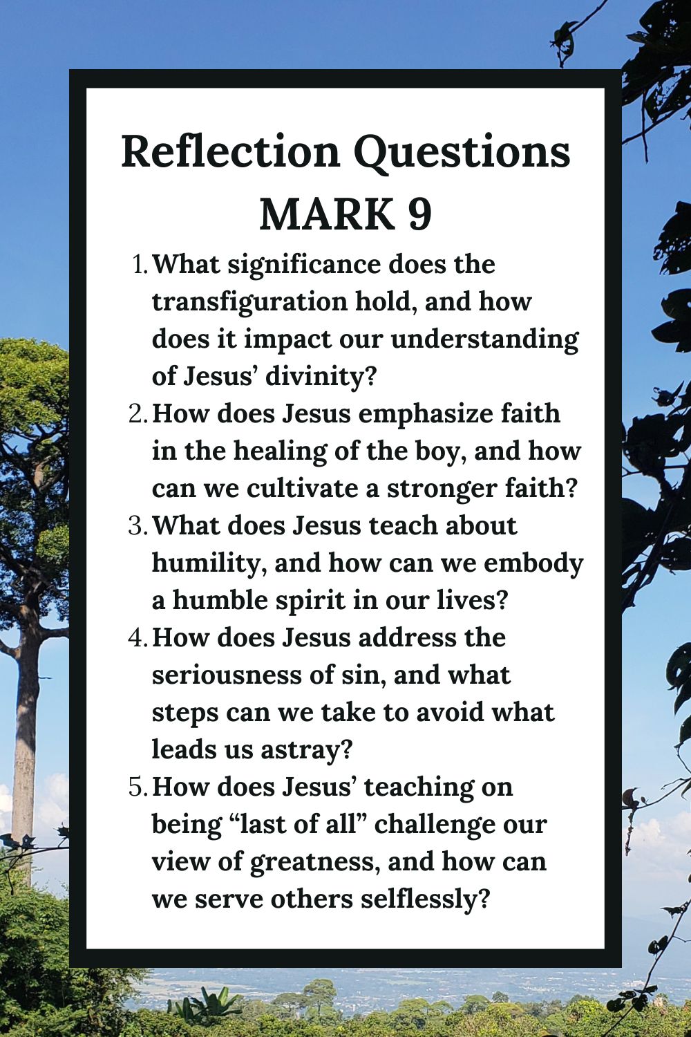 Reflection Questions for Mark 9