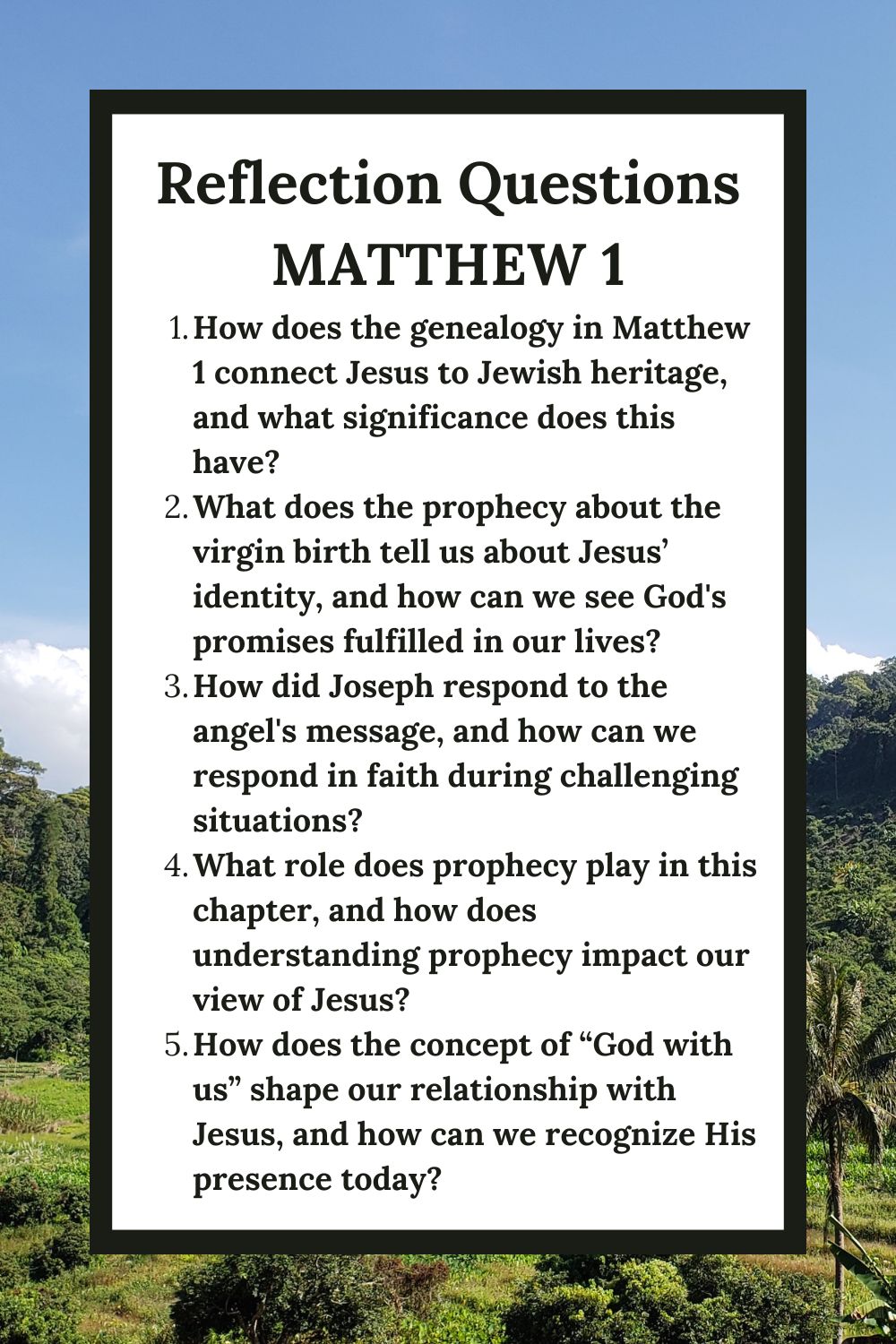 Reflection Questions for Matthew 1