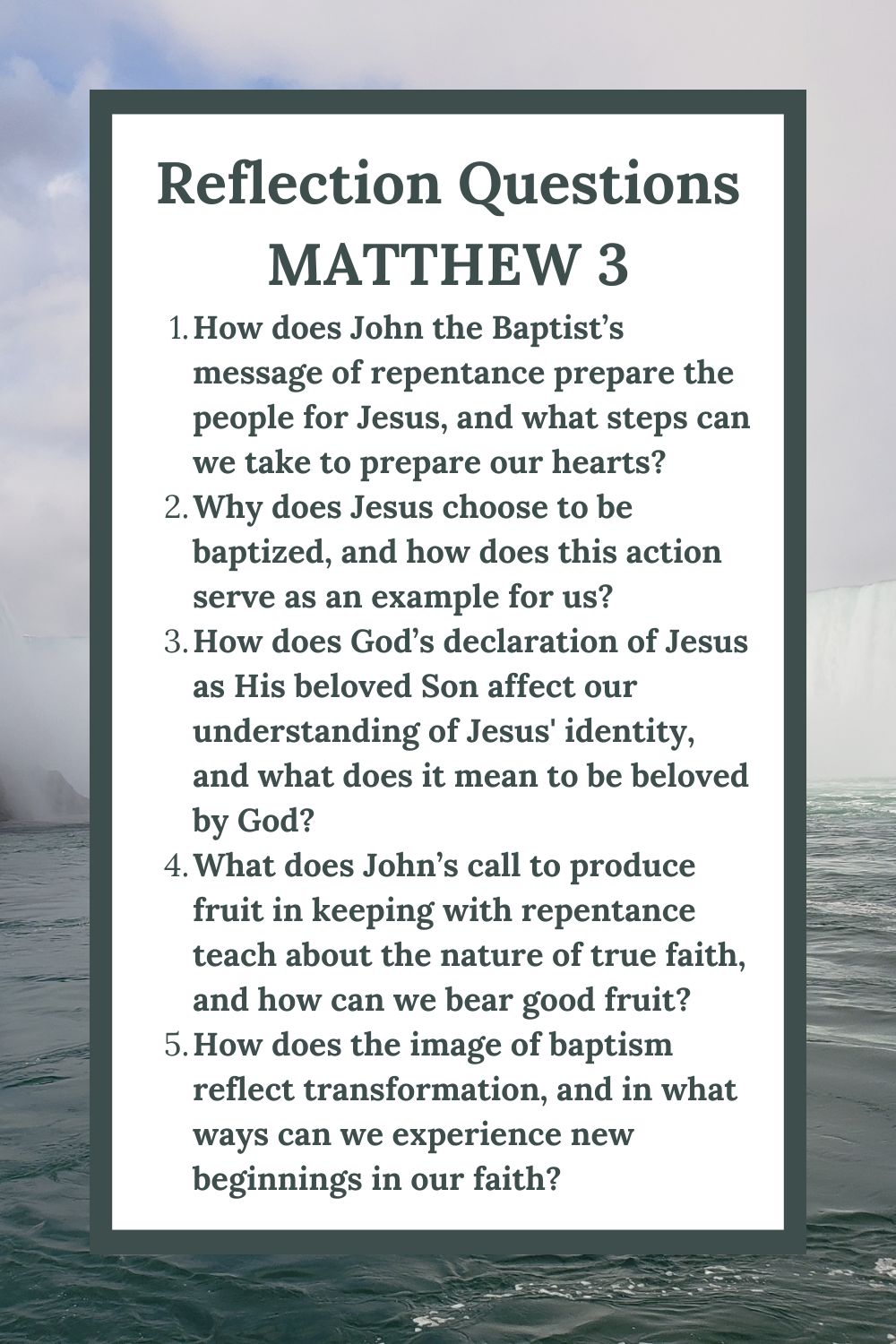 Bible Study Reflection Questions for Matthew 3