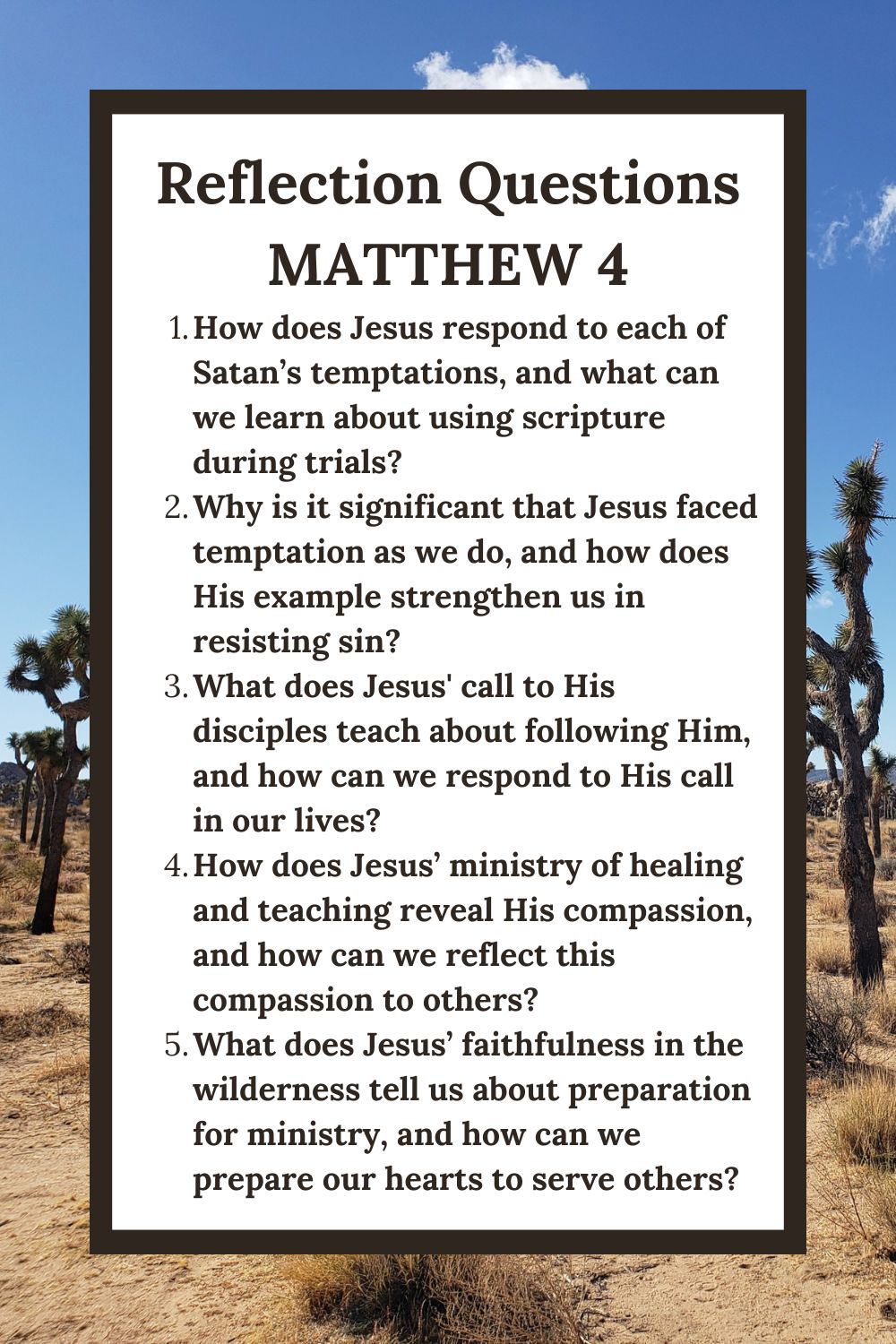 Bible Study Reflection Questions for Matthew 4