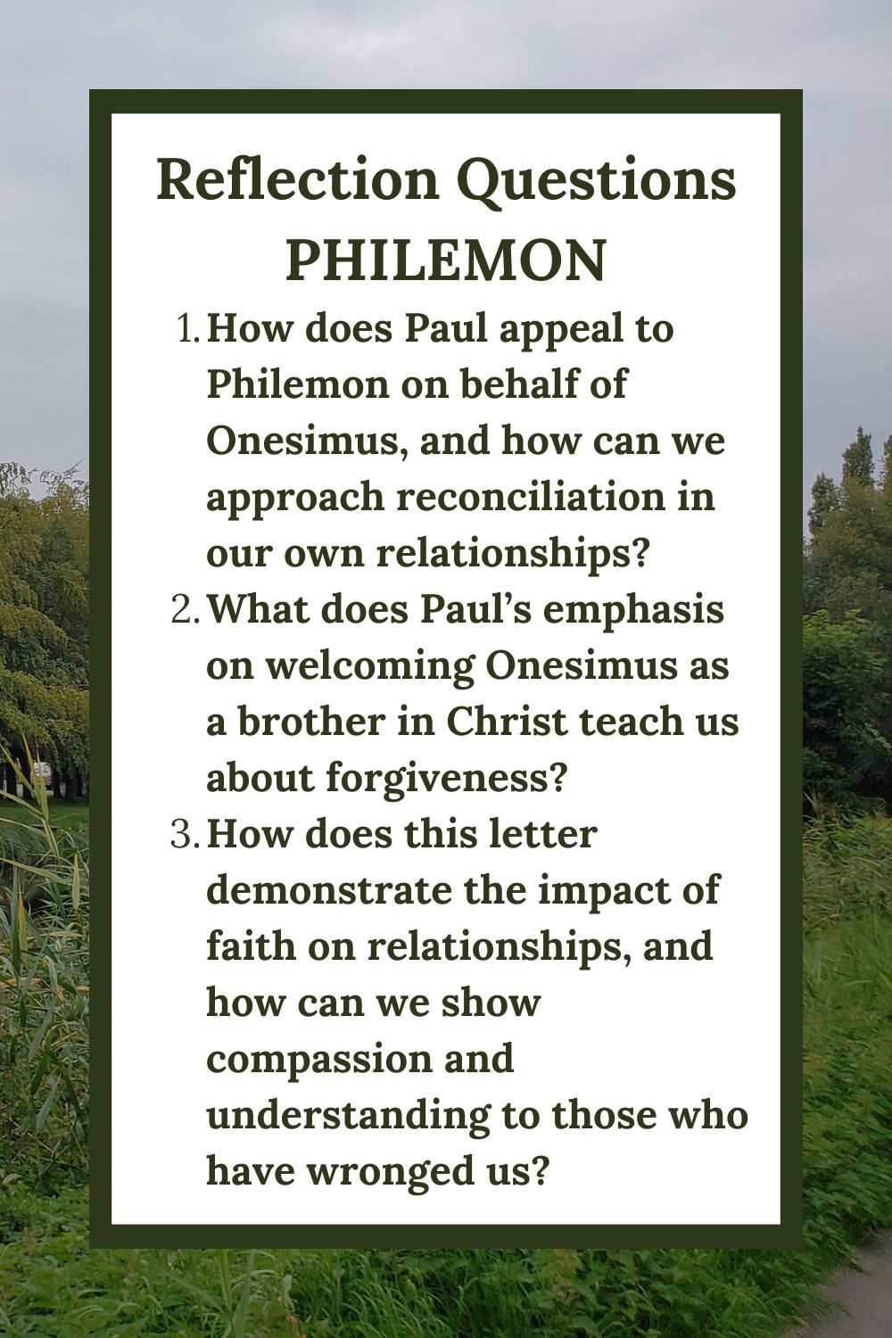 Reflection Questions for Philemon