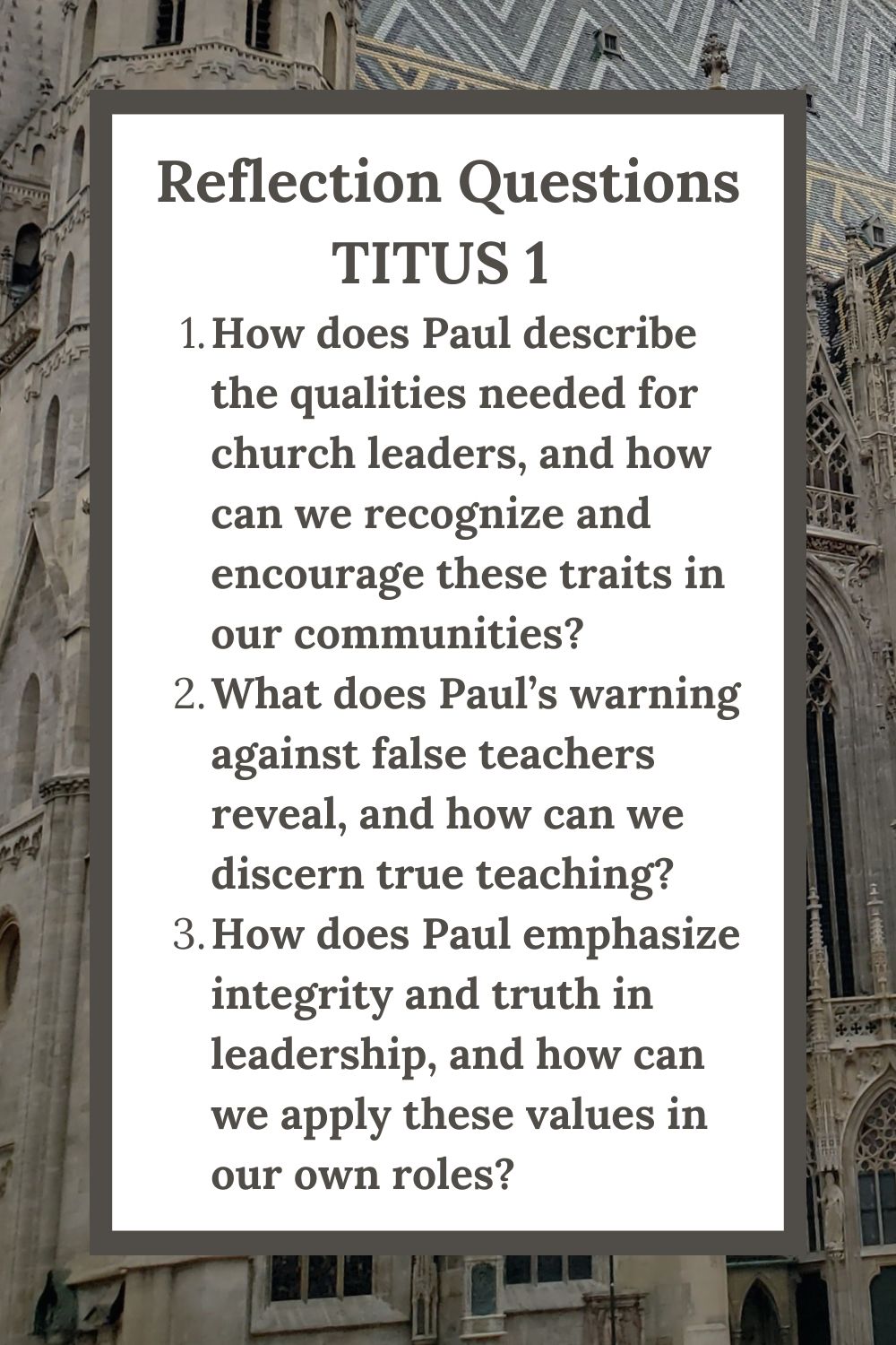Reflection Questions for Titus 1
