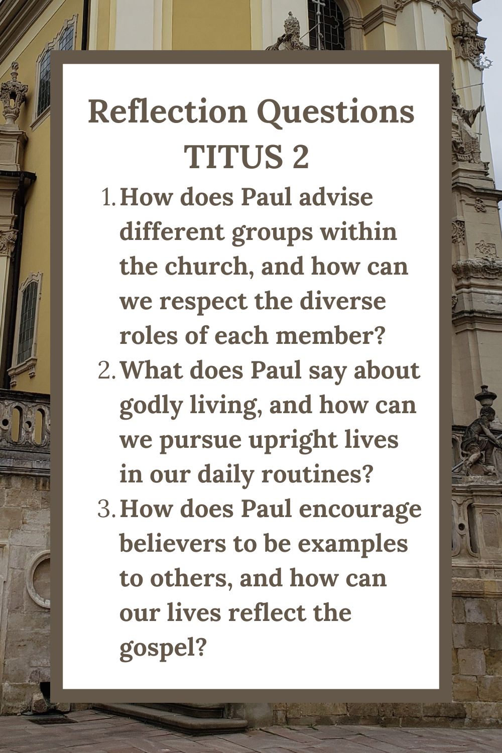 Reflection Questions for Titus 2