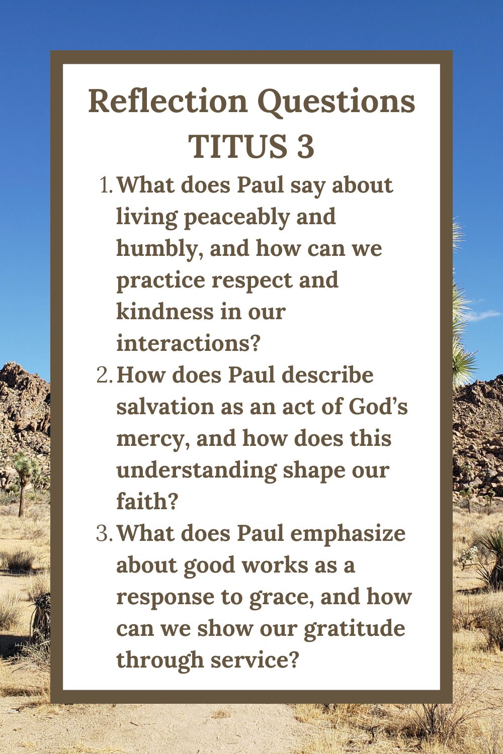 Reflection Questions for Titus 3