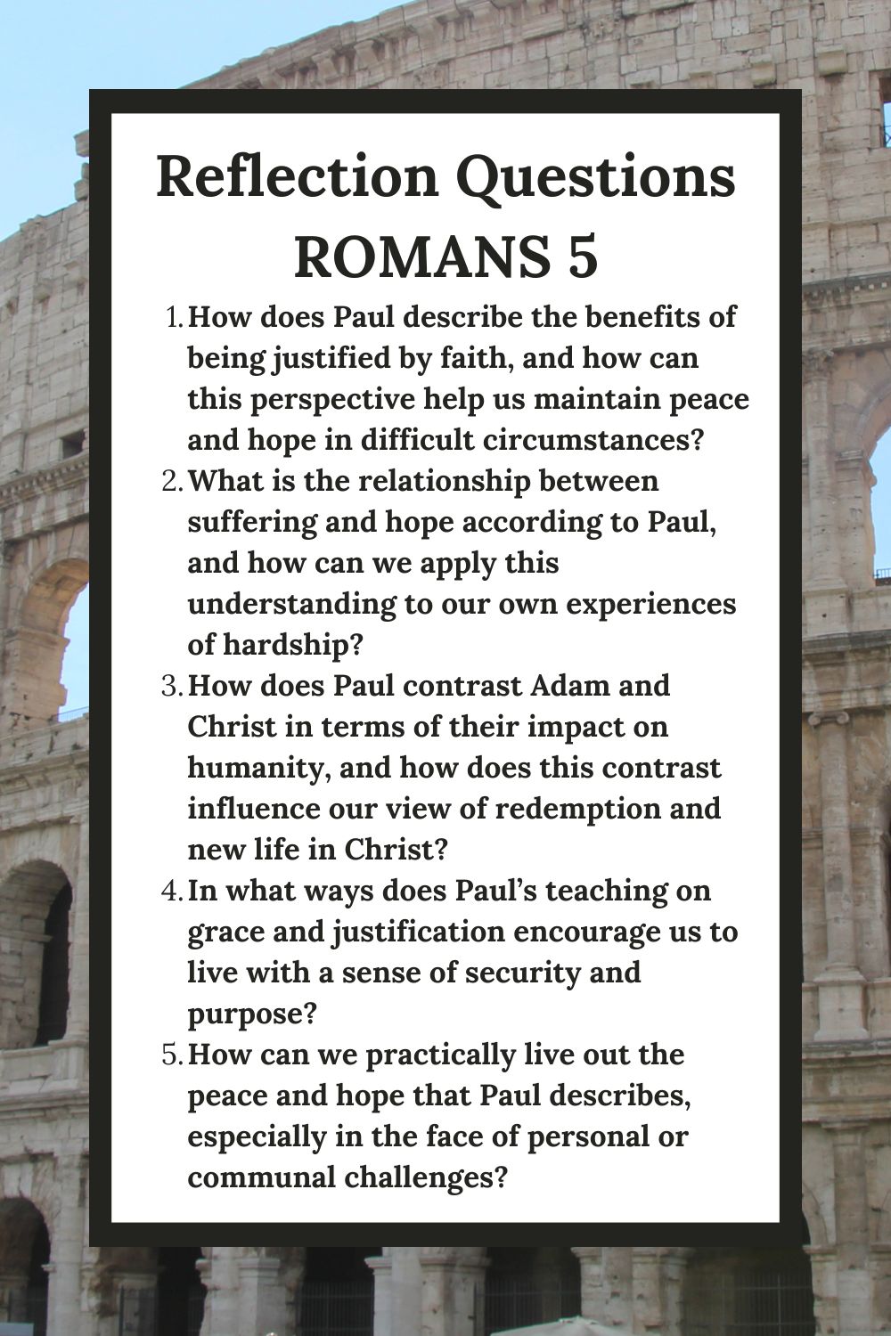 Reflection Questions for Romans 5