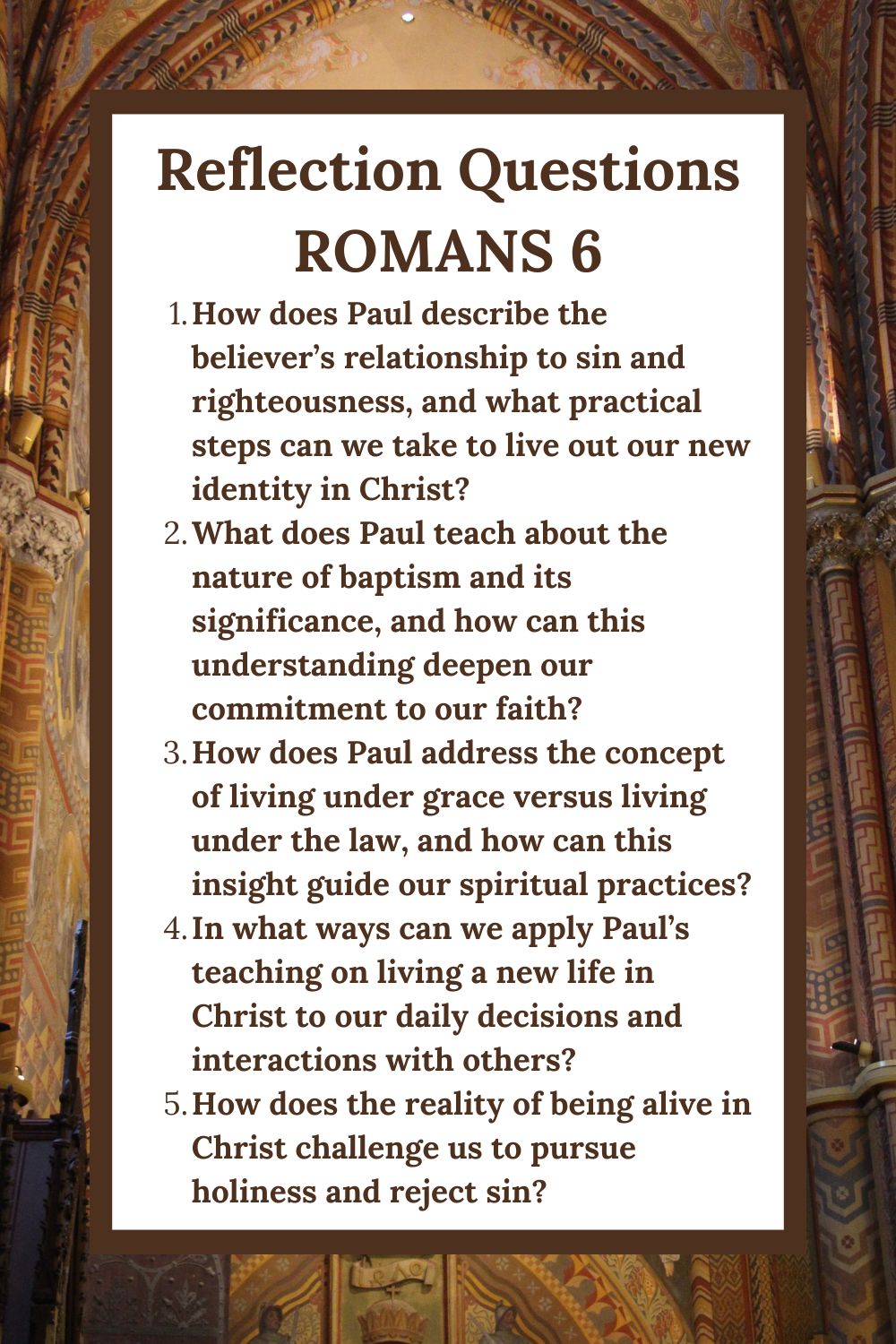 Reflection Questions for Romans 6