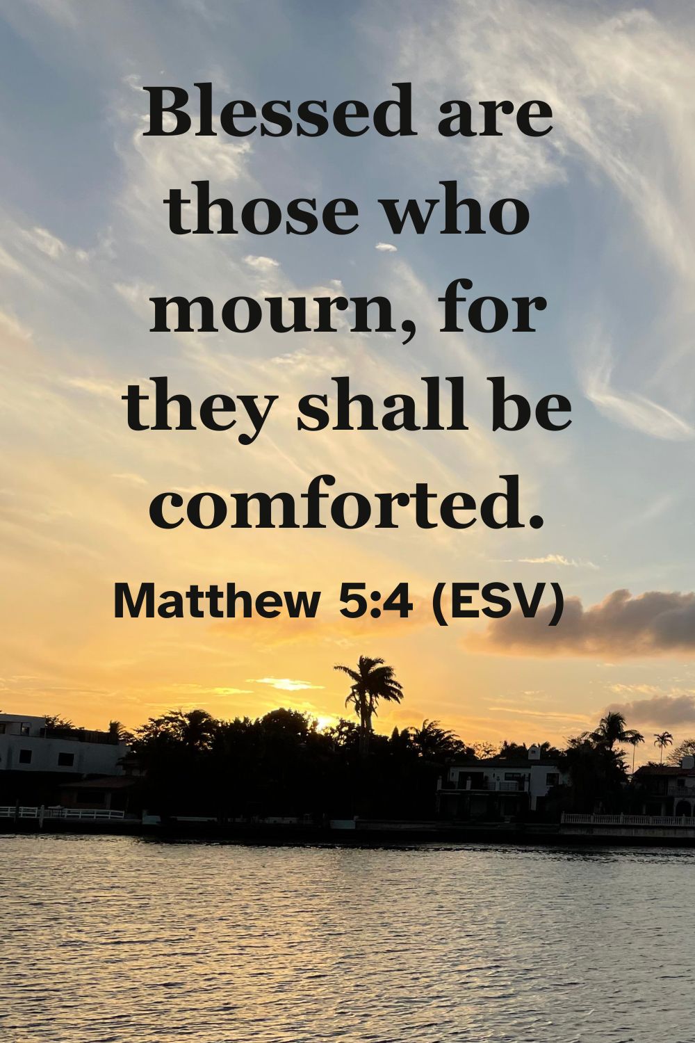 Matthew 5:4 (ESV): Blessed are those who mourn, for they shall be comforted.