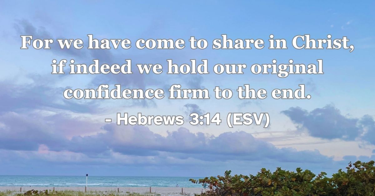 Hebrews 3:14 (ESV): For we have come to share in Christ, if indeed we hold our original confidence firm to the end.