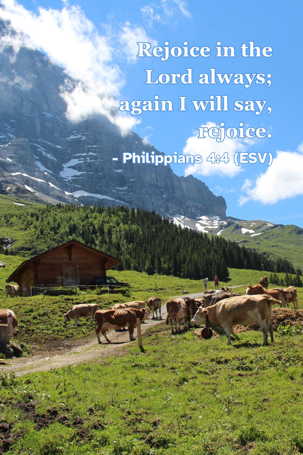 Philippians 4:4 (ESV): Rejoice in the Lord always; again I will say, rejoice.