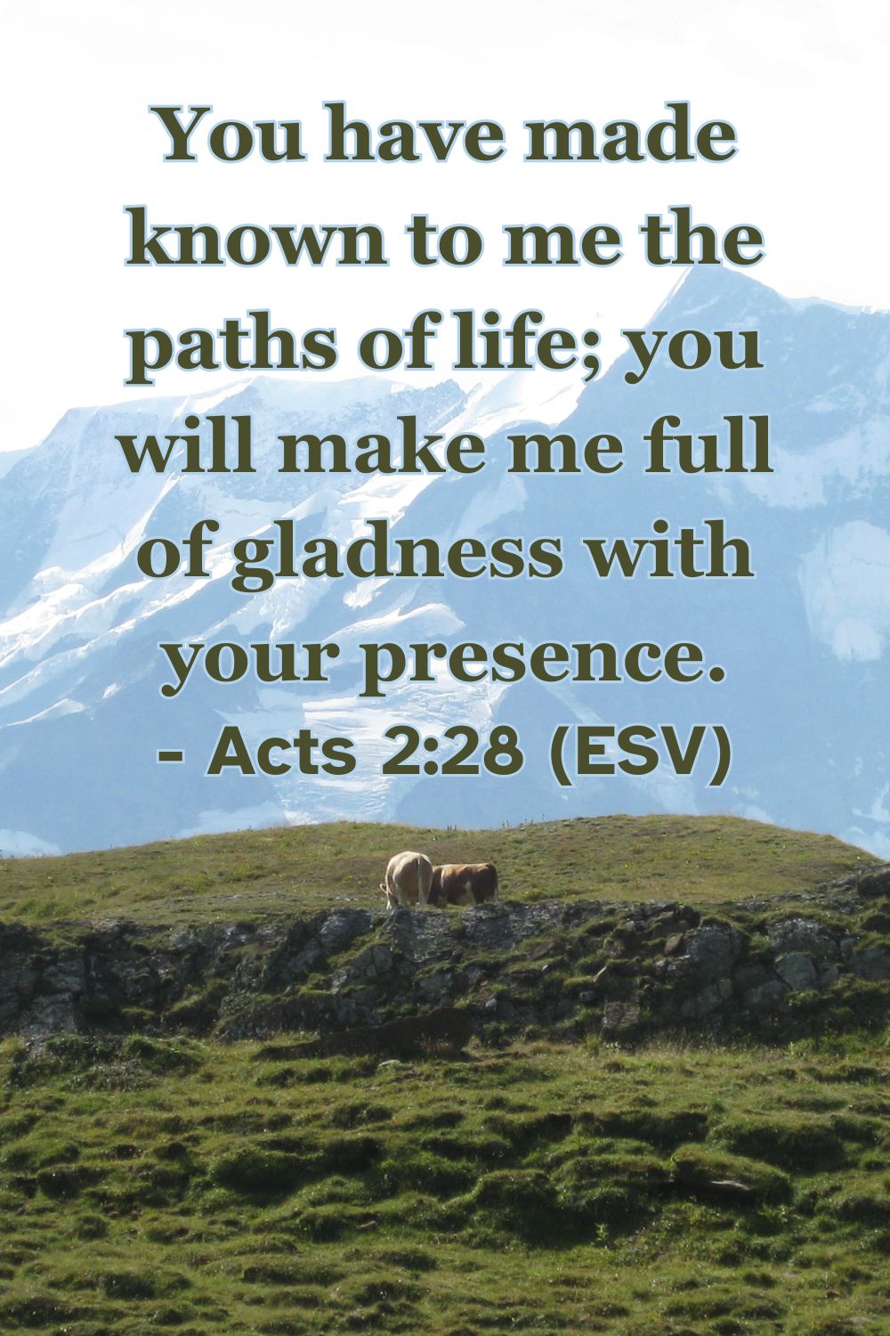 Acts 2:28 (ESV): You have made known to me the paths of life; you will make me full of gladness with your presence.