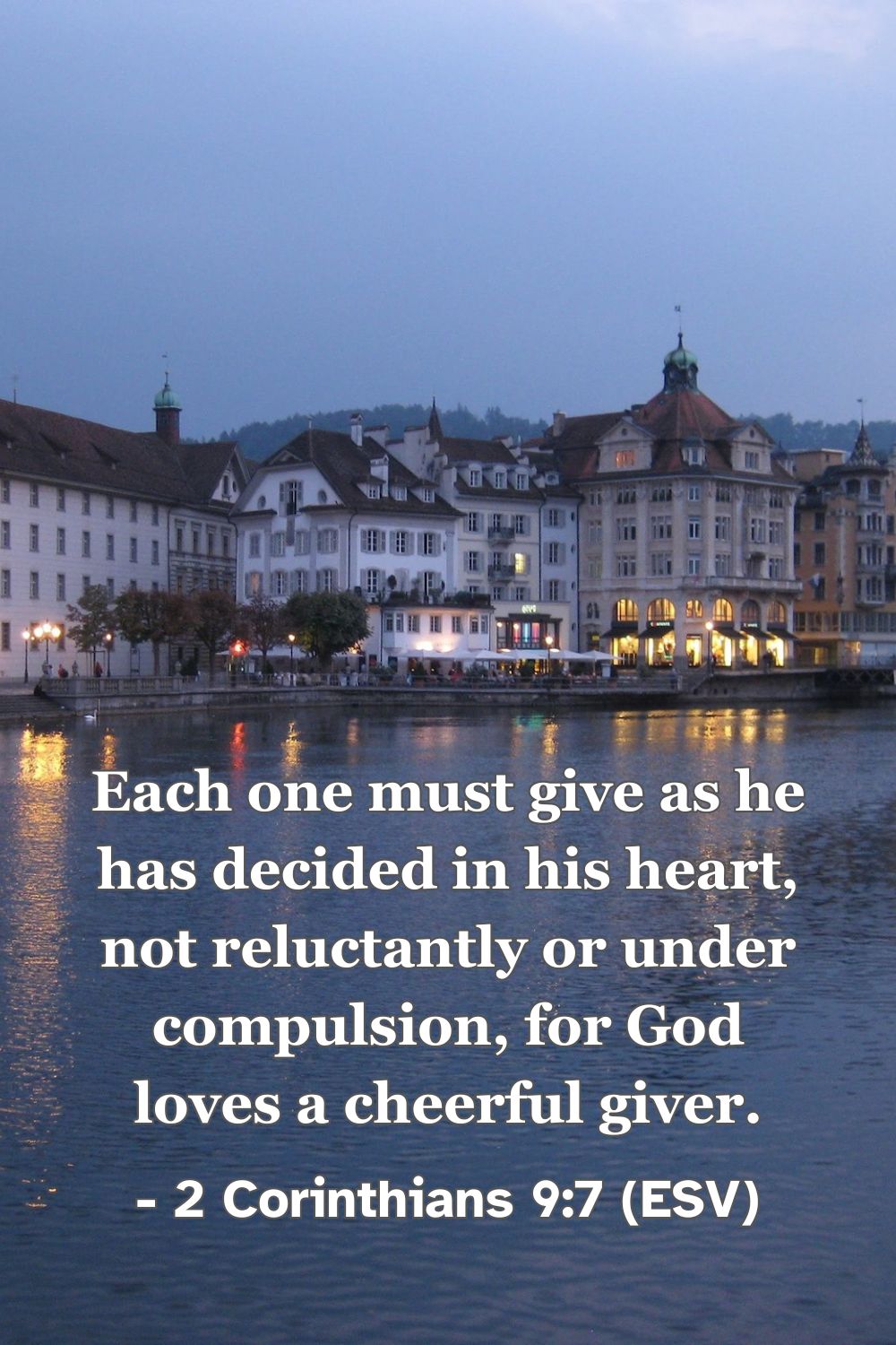 Bible verse from 2 Corinthians 9:7 about cheerful giving.