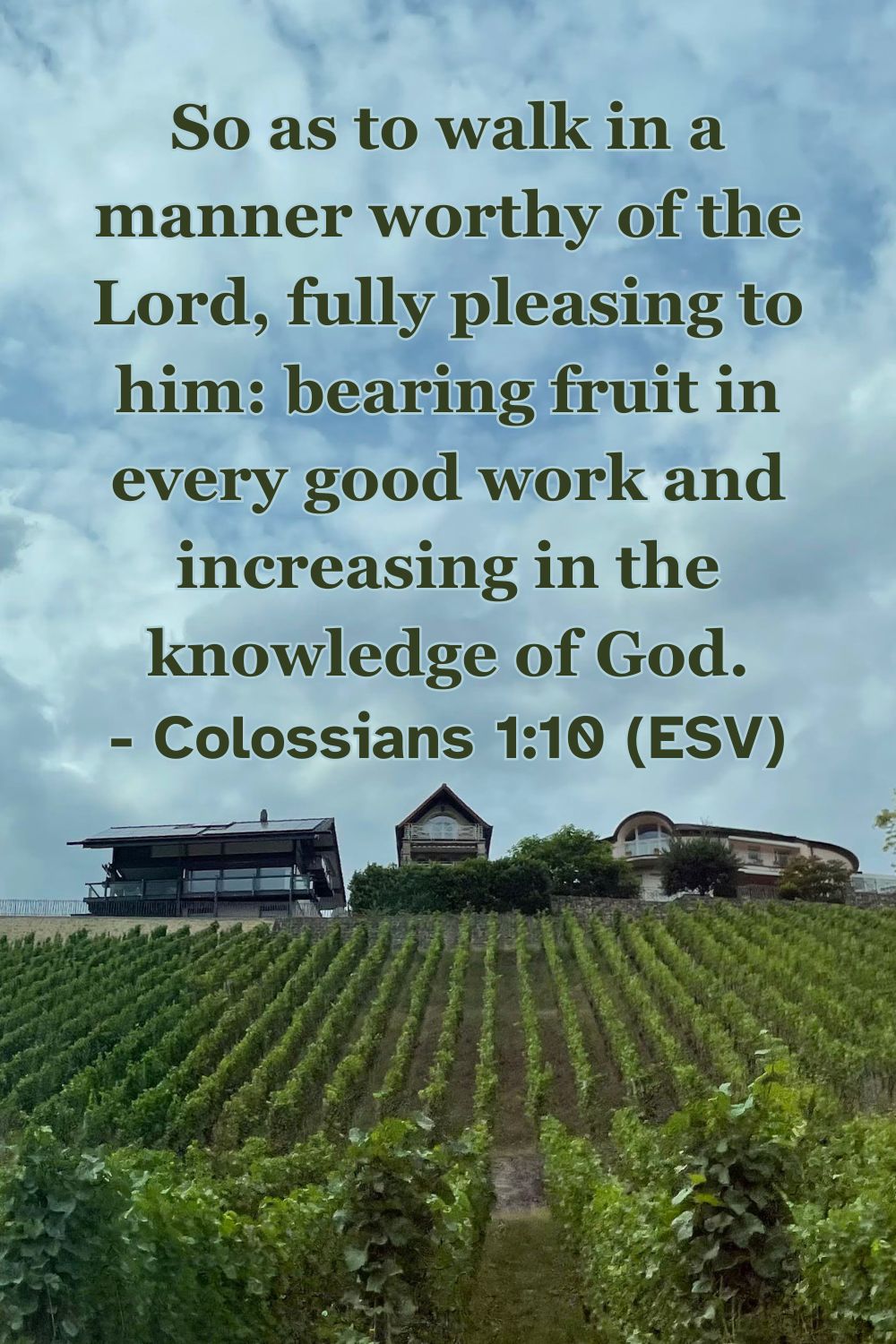 Bible verse from Colossians 1:10 about walking worthy of the Lord.