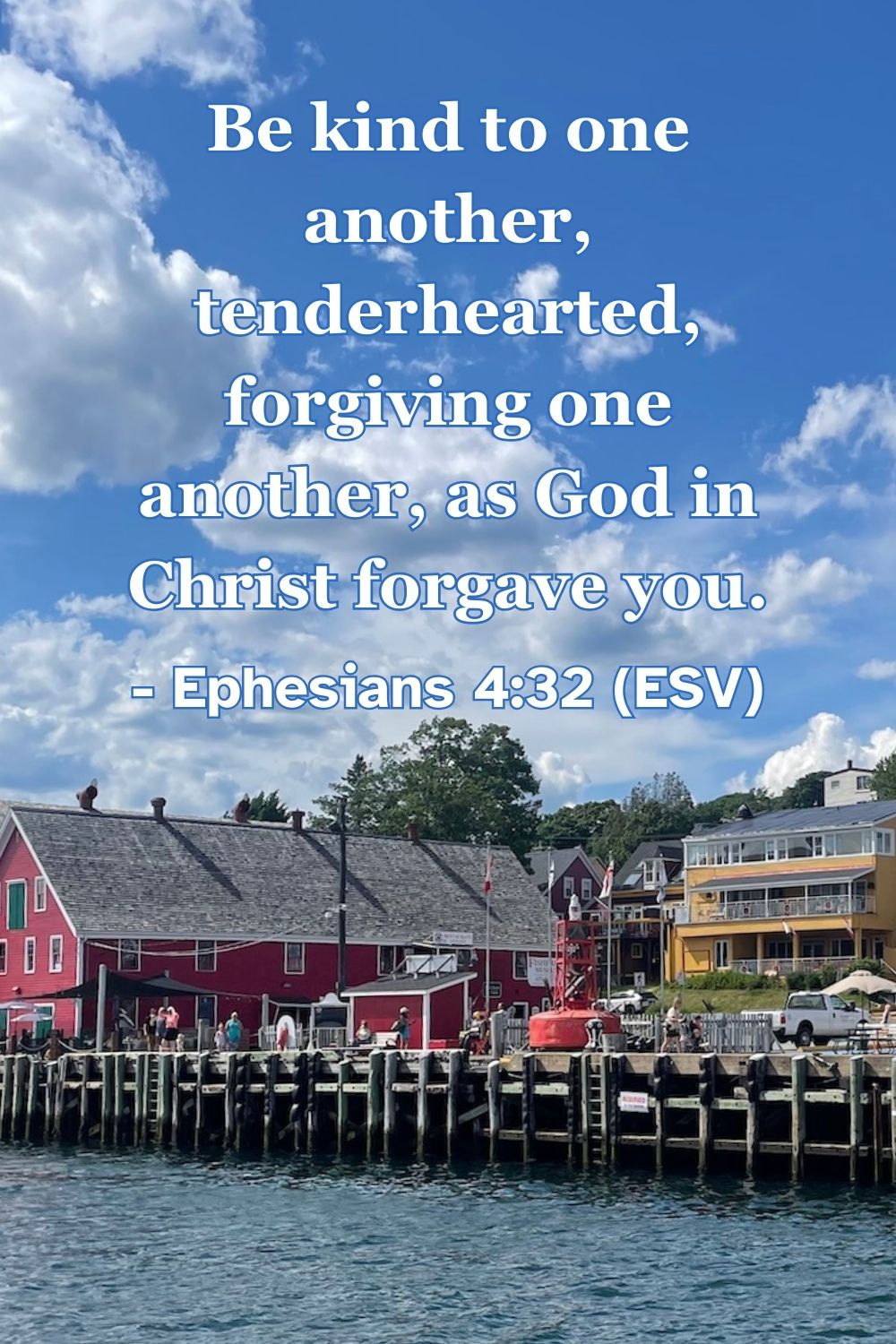 This Bible verse image features Ephesians 4:32 (ESV): “Be kind to one another, tenderhearted, forgiving one another, as God in Christ forgave you.” A reminder to show kindness and forgive as Christ forgave us.