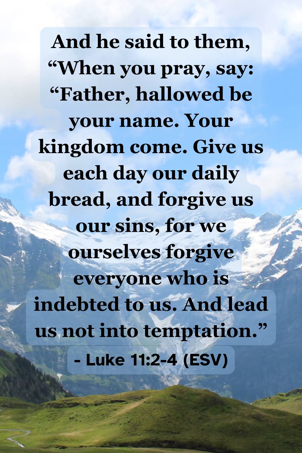 Bible verse from Luke 11:2-4 about the Lord’s Prayer.