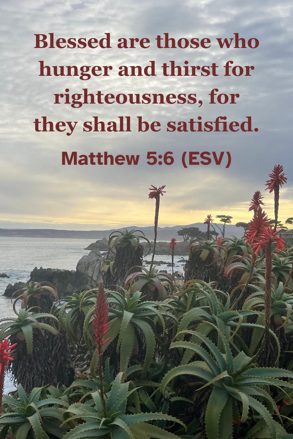 Bible verse from Matthew 5:6 about hungering for righteousness.