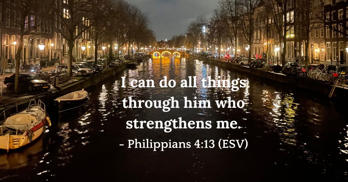 Bible verse from Philippians 4:13 about strength in Christ.