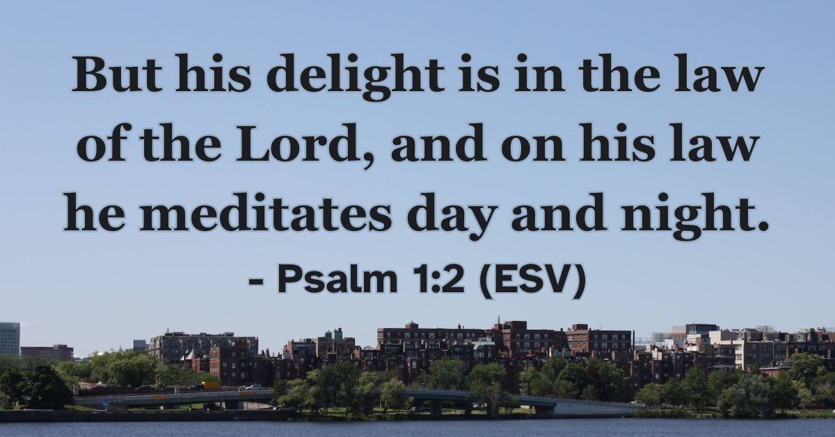 Bible verse from Psalm 1:2 about delighting in God’s word.