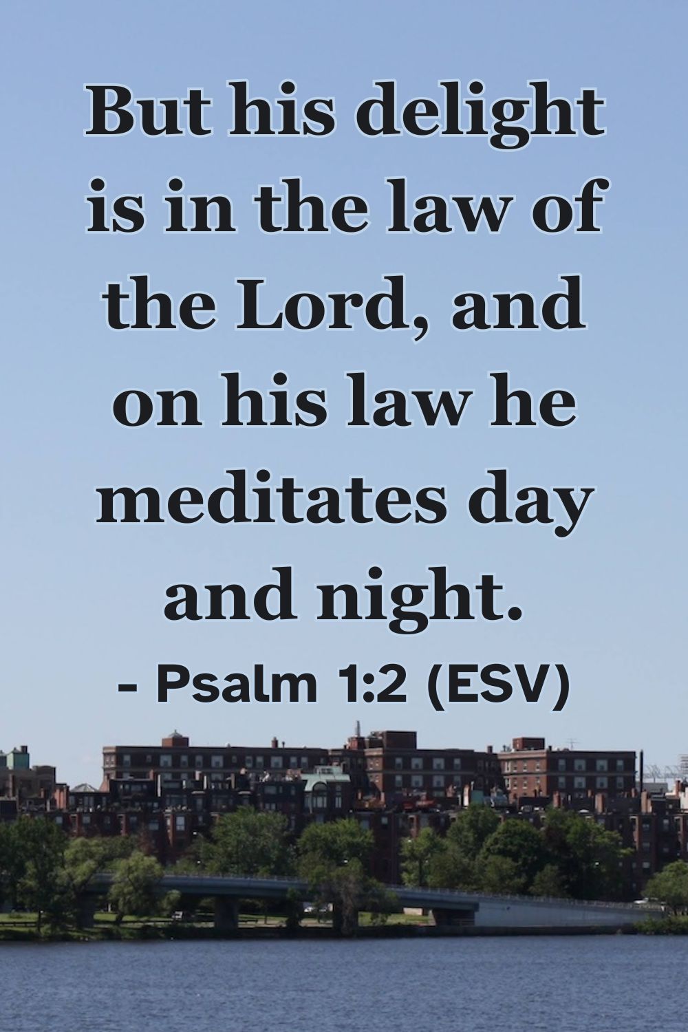 Bible verse from Psalm 1:2 about delighting in God’s word.
