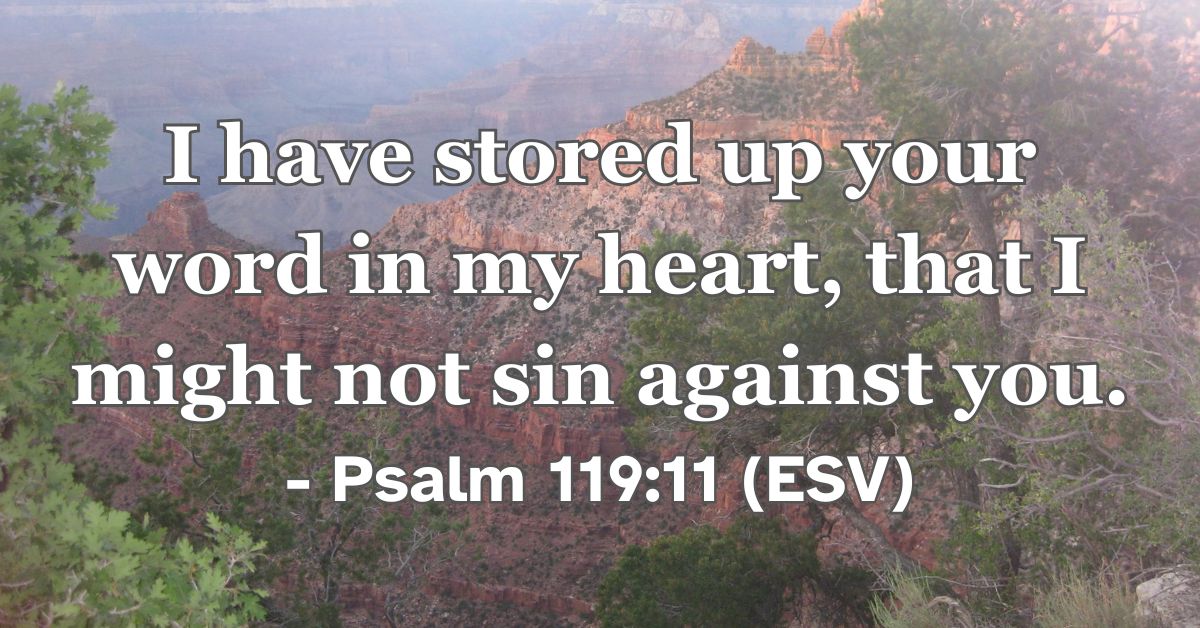 Bible verse from Psalm 119:11 about treasuring God’s word.