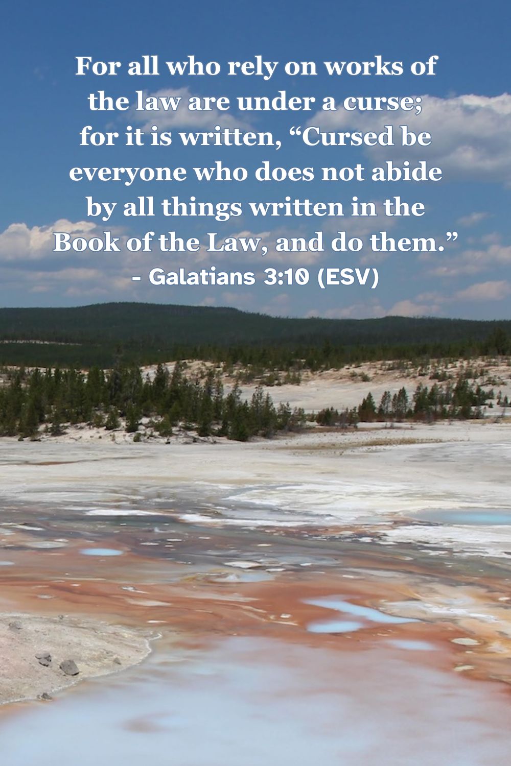 Bible verse from Galatians 3:10 about the curse of relying on the law.