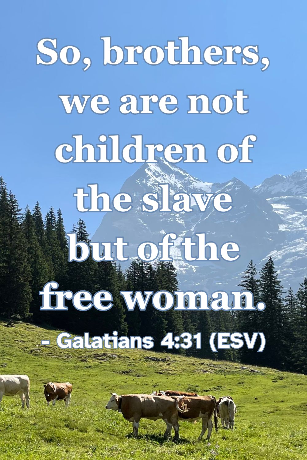So, brothers, we are not children of the slave but of the free woman. – Galatians 4:31 (ESV)