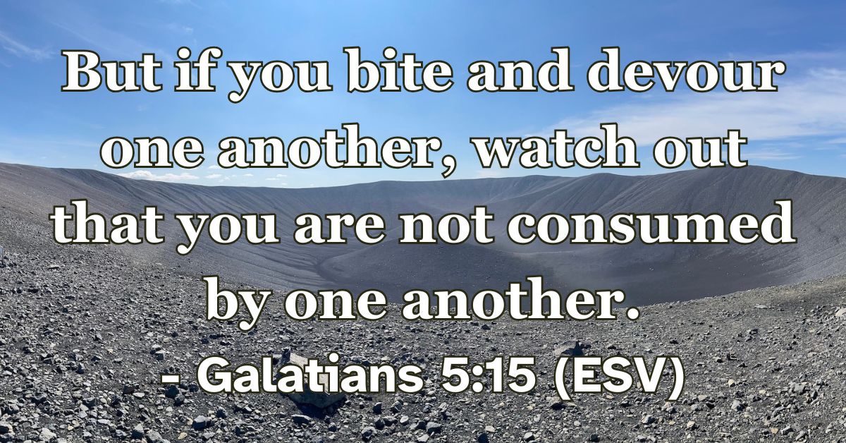 But if you bite and devour one another, watch out that you are not consumed by one another. – Galatians 5:15 (ESV)