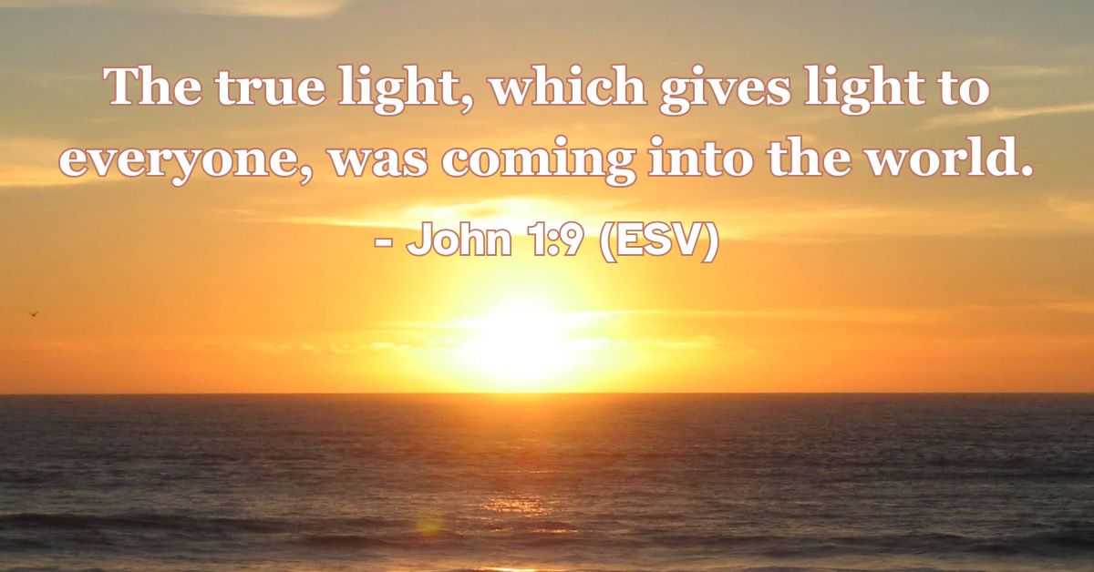 John 1:9 (ESV): The true light, which gives light to everyone, was coming into the world.