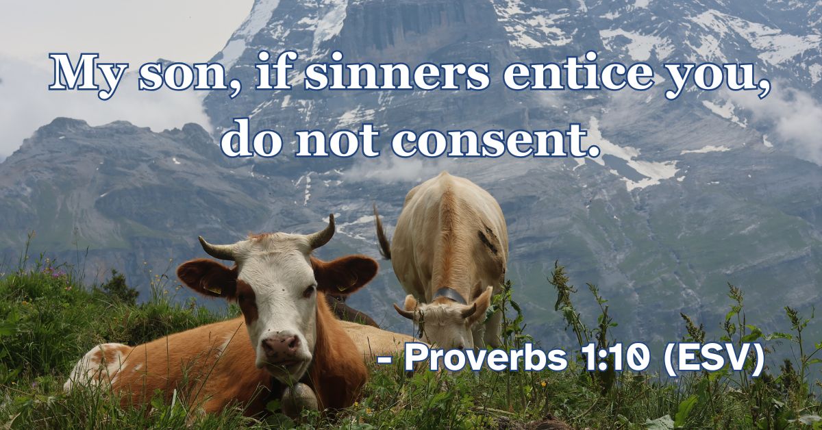 Proverbs 1:10 (ESV): My son, if sinners entice you, do not consent.